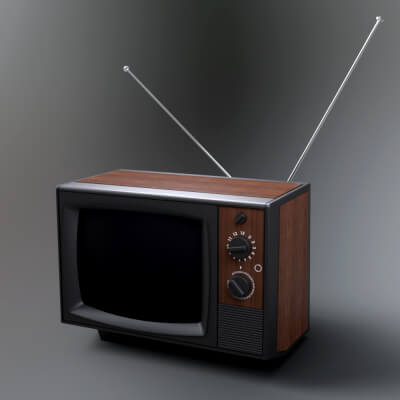 Classic 90s Wooden Television with Antenna AQ3D by AQ3D