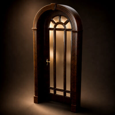 Classic Arched Wooden Glass Door 3D Model AQ3D