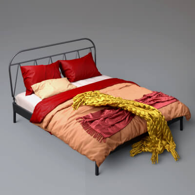 Classic Bedroom Bed Set 3D Model AQ3D