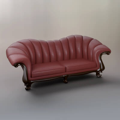 Classic Luxury Leather Sofa 3D Model by AQ3D