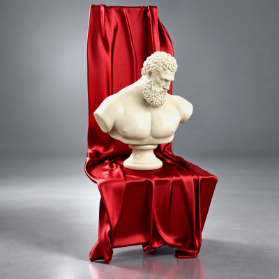 Classical Bust Sculpture with Red Silk Fabric AQ3D by AQ3D