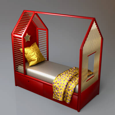 Cute Kids Bed 3D Model AQ3D