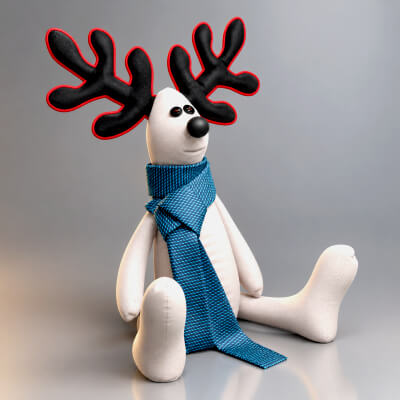 Cute Reindeer Character 3D Model With Scarf AQ3D by AQ3D