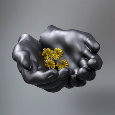 Decorative Floral Hands Sculpture AQ3D