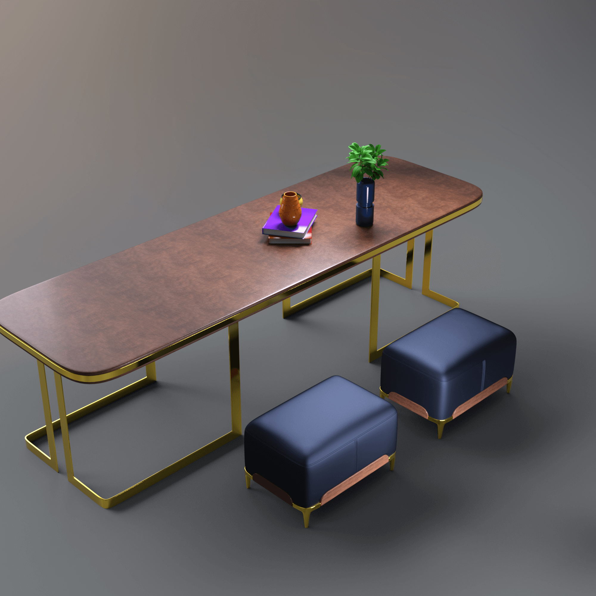 Master Table and Stool 3D Render | RenderHub Gallery