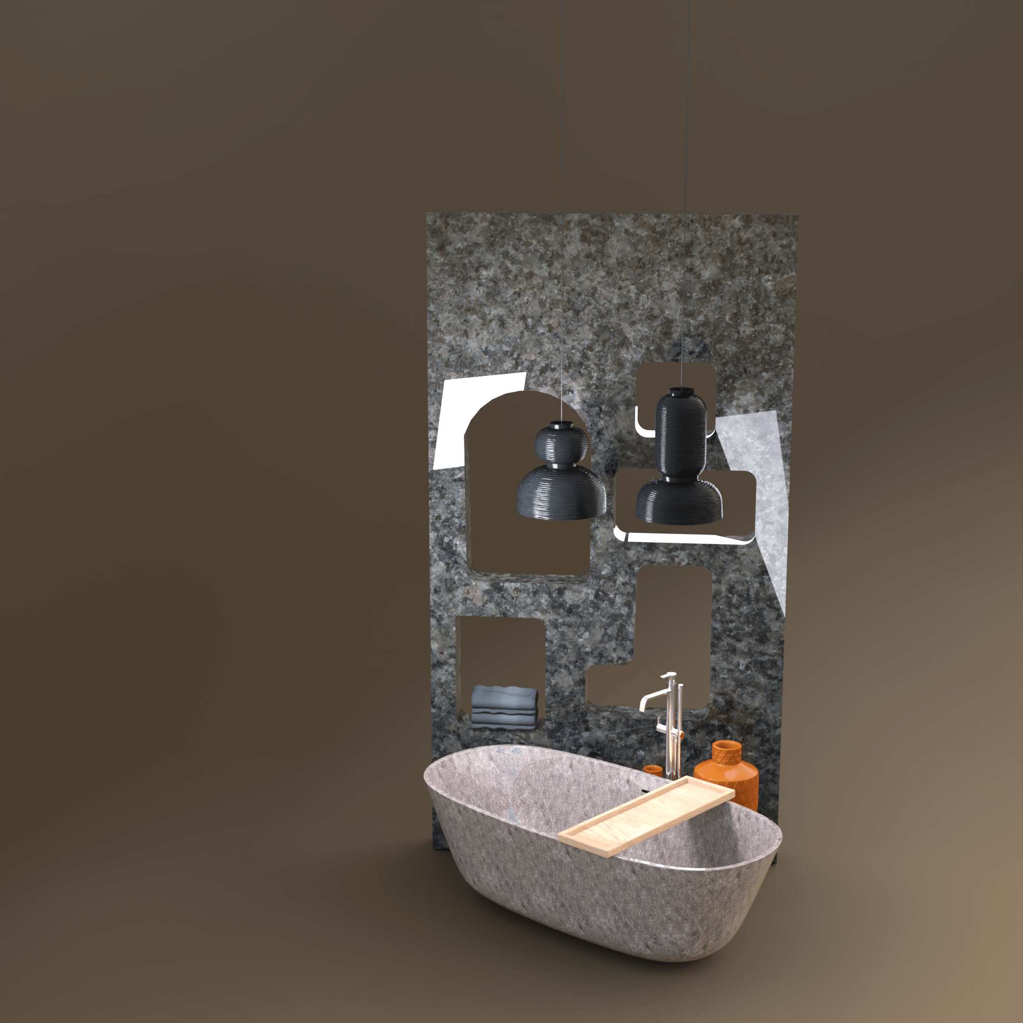 Unique Bath Tub Set With Wall 3D Render RenderHub Gallery