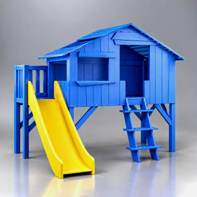 Kids Outdoor Playhouse With Slide 3D Model AQ3D by AQ3D