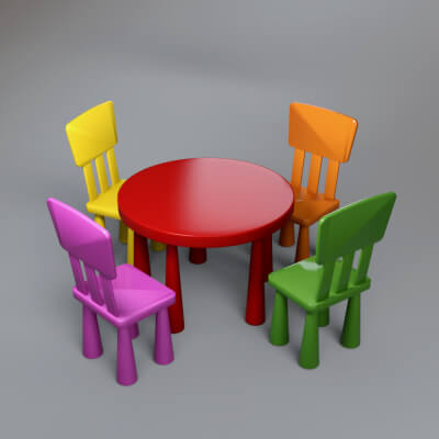 Kids Table and 4 Chairs AQ3D