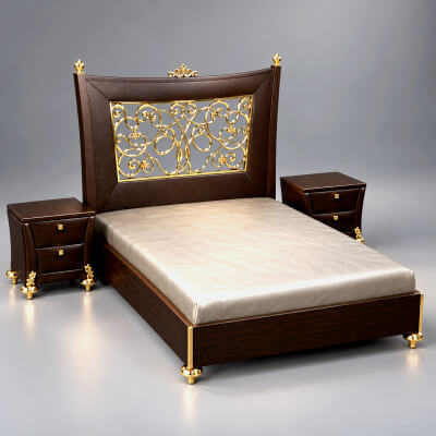 Luxury Bedroom Bed 3D Model AQ3D