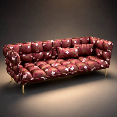 Luxury Floral Tufted Sofa 3D Model AQ3D by AQ3D