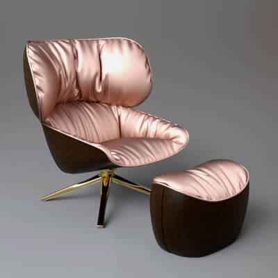 Luxury Lounge Chair with Ottoman 3D Model AQ3D by AQ3D