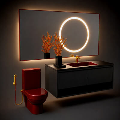 Luxury Modern Bathroom 3D Model with Vanity and Mirror AQ3D by AQ3D