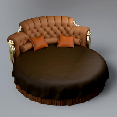Luxury Round Tufted Bed 3D Model AQ3D by AQ3D