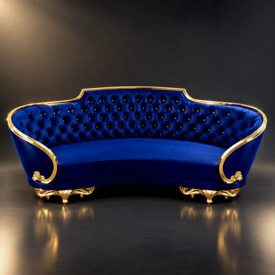 Luxury Royal Chesterfield Sofa with Gold Details AQ3D