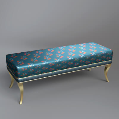Luxury Upholstered Bench 3D Model AQ3D