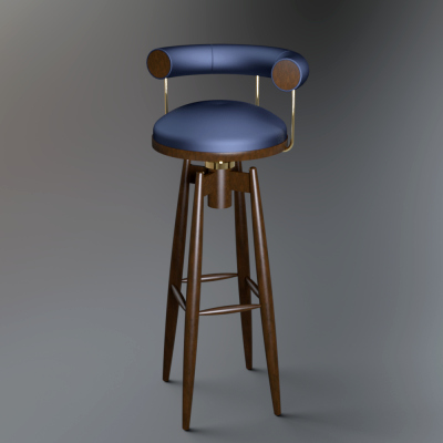 Luxury Wooden Bar Stool 3D Model AQ3D by AQ3D