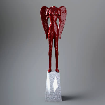 Modern Abstract Angel Statue with Marble Base AQ3D by AQ3D