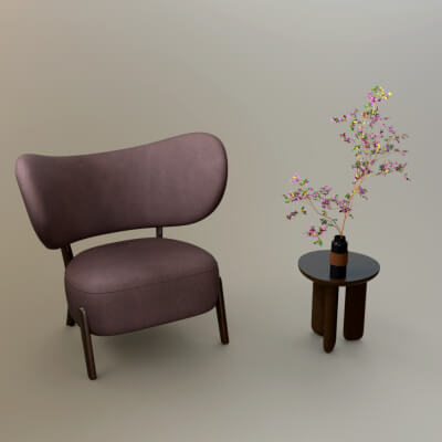 Modern Accent Lounge Chair &amp Side Table 3D Model AQ3D by AQ3D