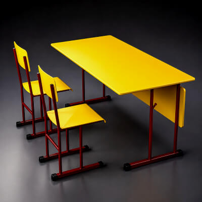 Modern Classroom Table and Chairs 3D Model AQ3D