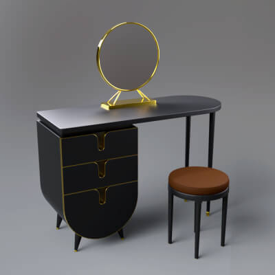 Modern Dressing Table With Mirror &amp Stool AQ3D by AQ3D