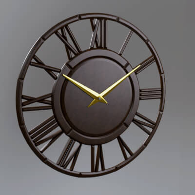Modern Industrial Roman Numeral Wall Clock 3D Model AQ3D