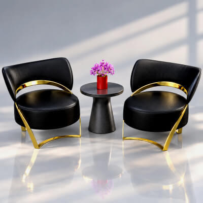 Modern Lounge Chair Set With Side Table 3D Model AQ3D
