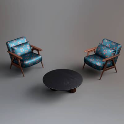 Modern Lounge Chair &amp Table Set AQ3D