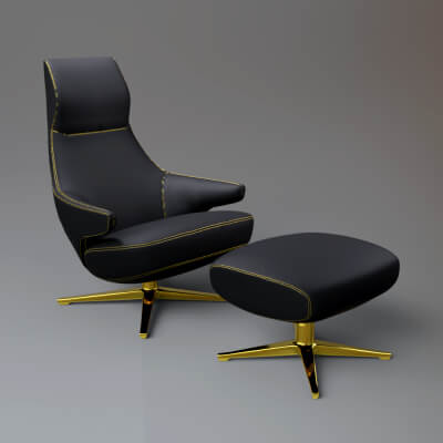Modern Lounge Chair with Ottoman 3D Model AQ3D