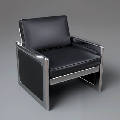Modern Luxury Leather Lounge Chair 3D Model with Metal Frame