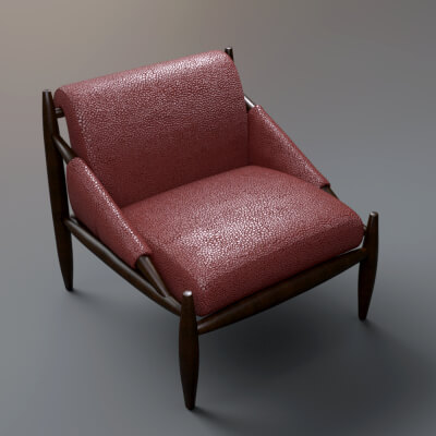 Modern Scandinavian Lounge Chair Leather and Wooden Chair 3D by AQ3D