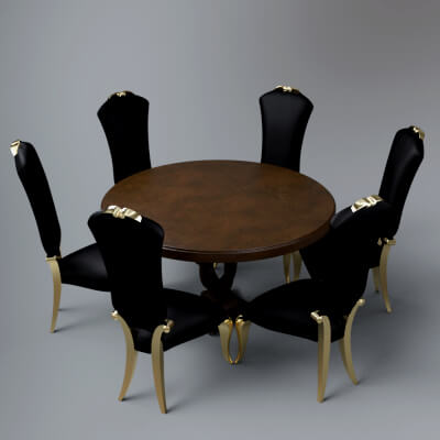 Modern Wooden Dining Table 3D Model AQ3D by AQ3D