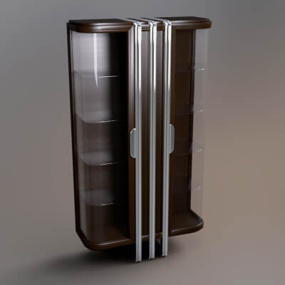 Modern Wooden Display Cabinet with Glass Doors AQ3D by AQ3D