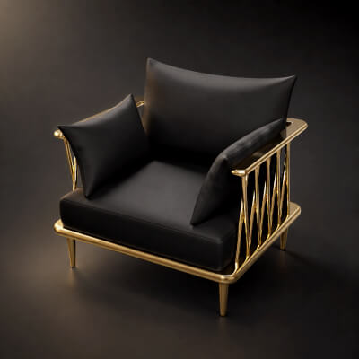 Modern Wooden Lounge Chair 3D Model with Cushions AQ3D