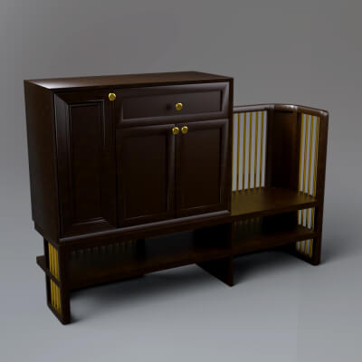 Modern Wooden Shoe Cabinet 3D Model AQ3D