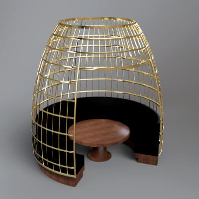 Premium Egg Pod Lounge With Curved Sofa 3D Model by AQ3D