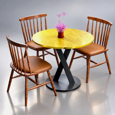Round Dining Table with 3 Wooden Chairs AQ3D by AQ3D