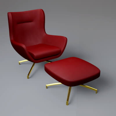 Scandinavian Accent Chair With Footrest AQ3D
