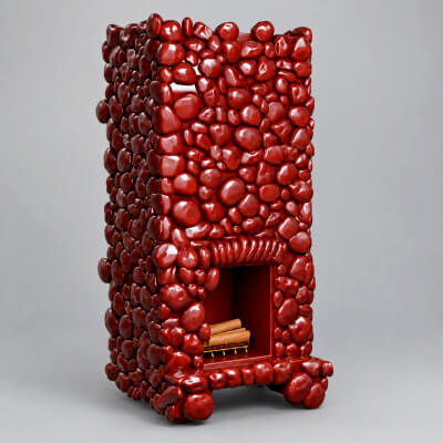 Stylized Stone Fireplace With Fireplace Insert 3D Model AQ3D by AQ3D
