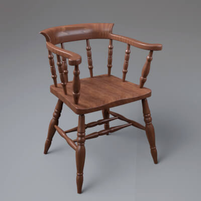 Wooden Armchair 3D Model &ndash Classic Vintage Furniture by AQ3D