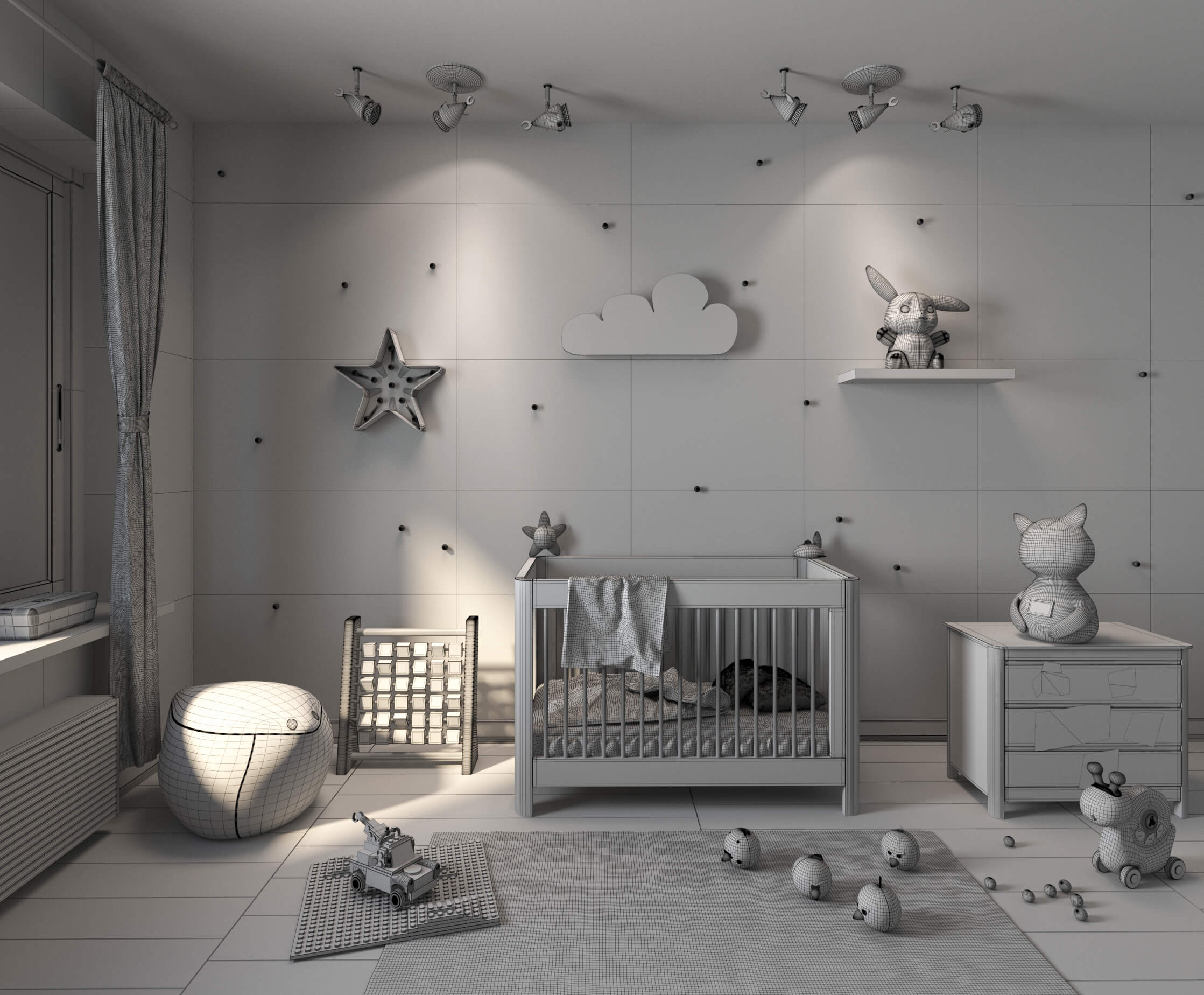 3D Model Scene Kids Bedroom Interior by Archidizer