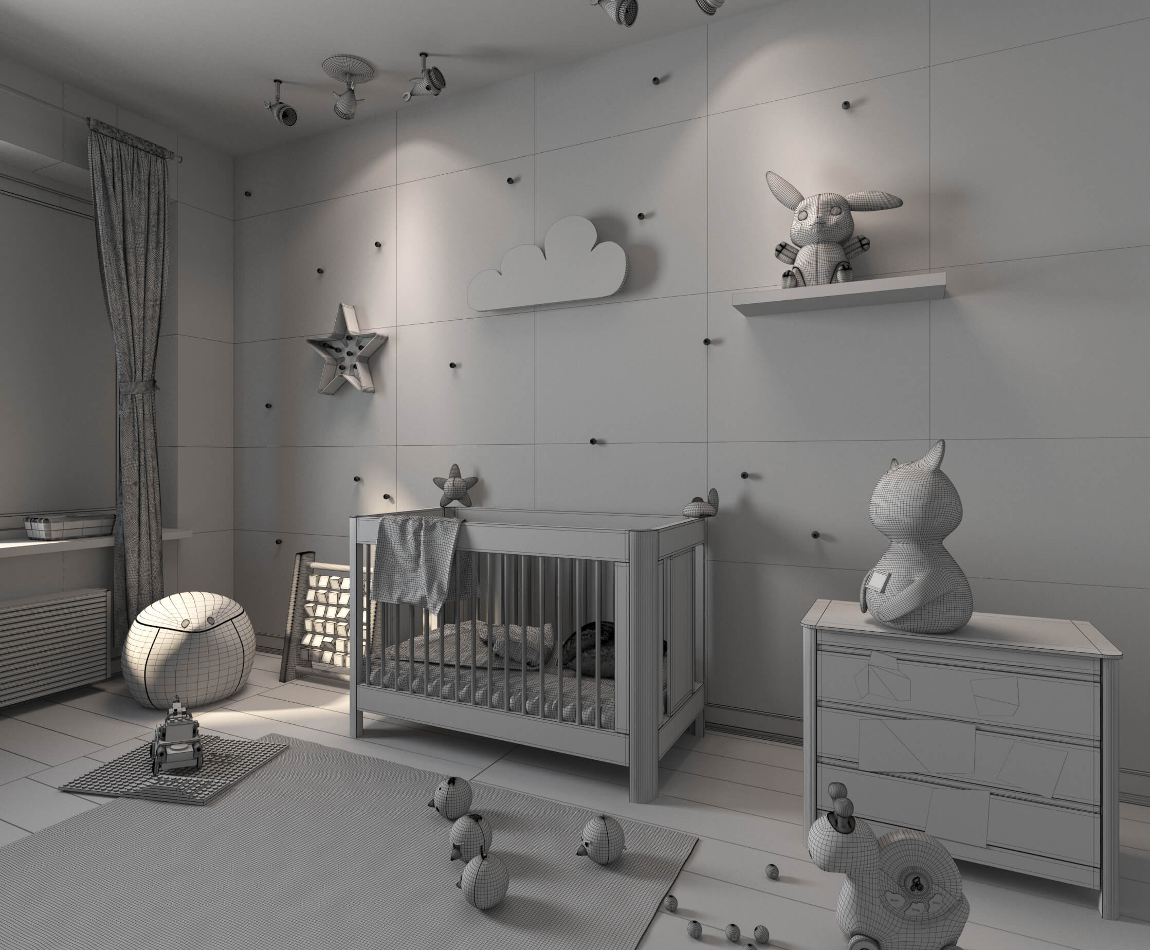 3D Model Scene Kids Bedroom Interior by Archidizer