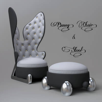 A3S P-Chair with Stool 3 by Architect3DStudio