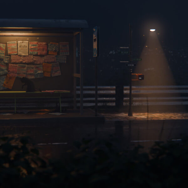 A Foggy Winter Night in Japan Street