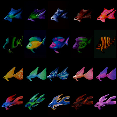 20 Animated Whimsical Fishes Low-Poly 3D Model