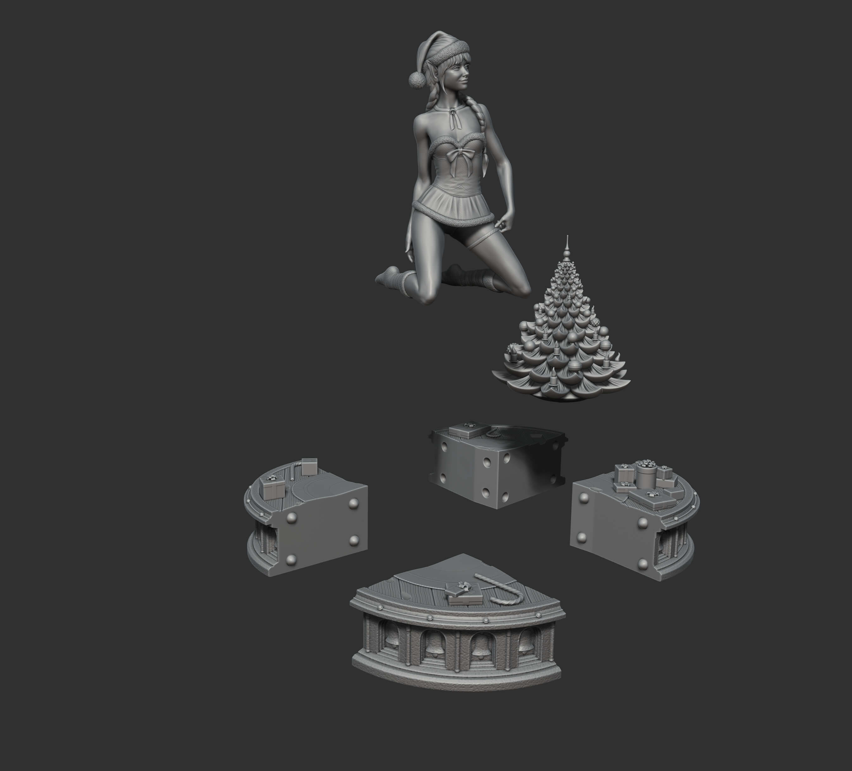 3D Printable. Elf and a Christmas Tree by Aronon
