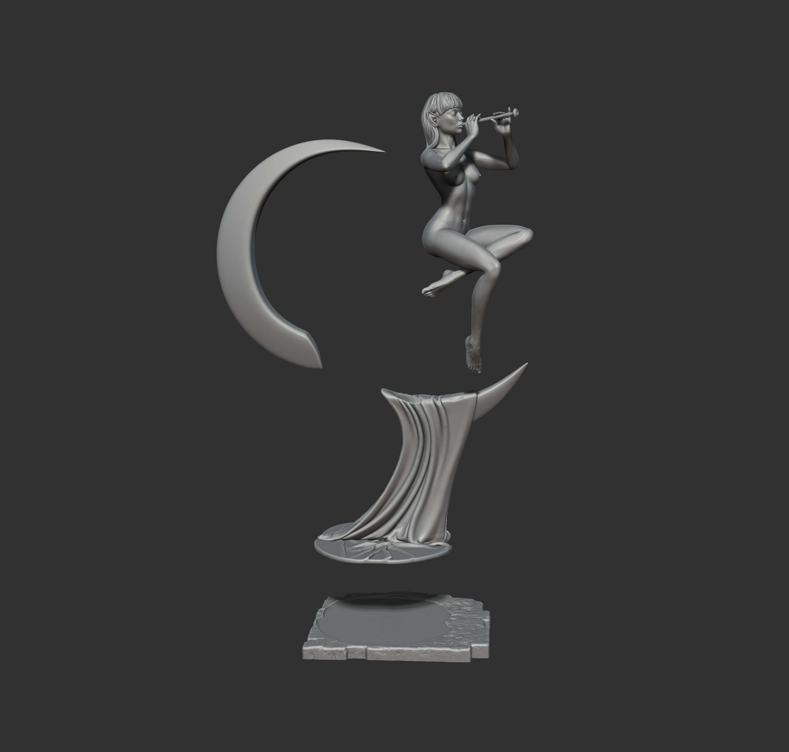The Elf and The Moon - 3D Model by Aronon