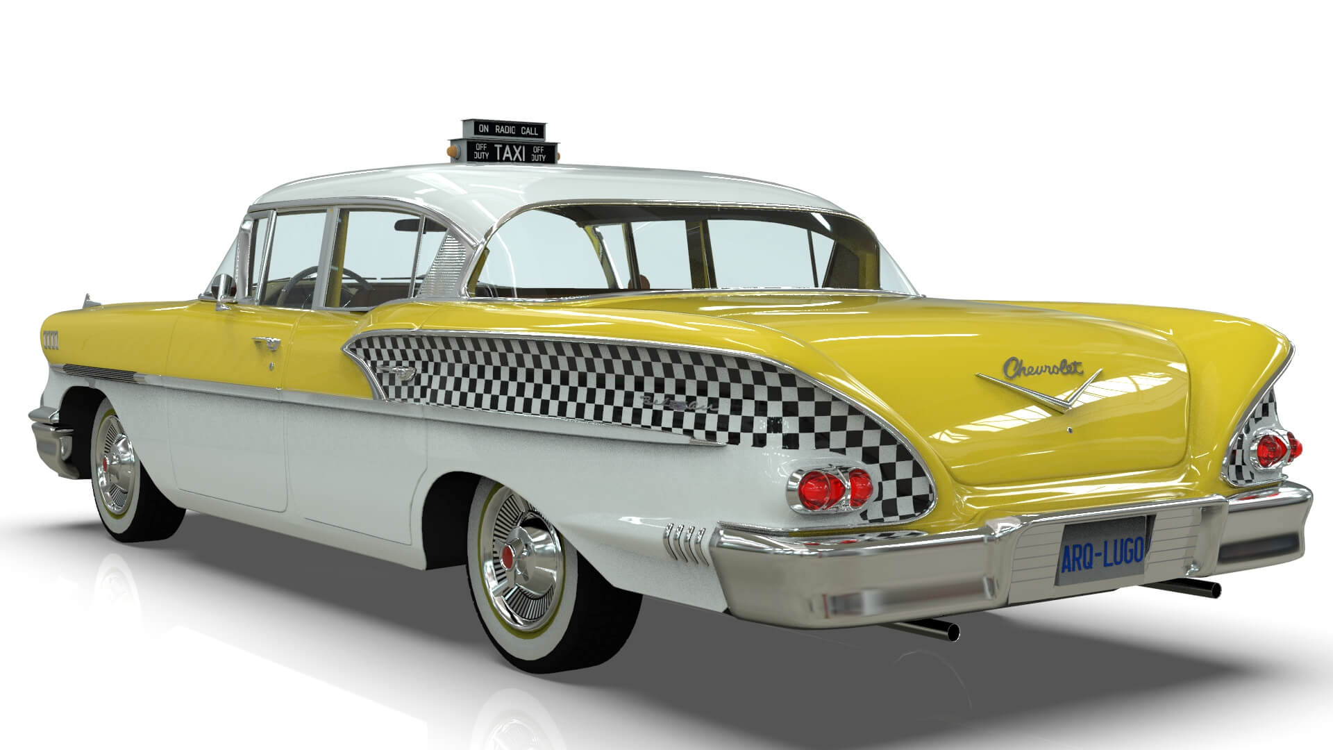 Chevrolet Belair Taxi Yellowcab 1958 - 3D Model by Arq_Lugo