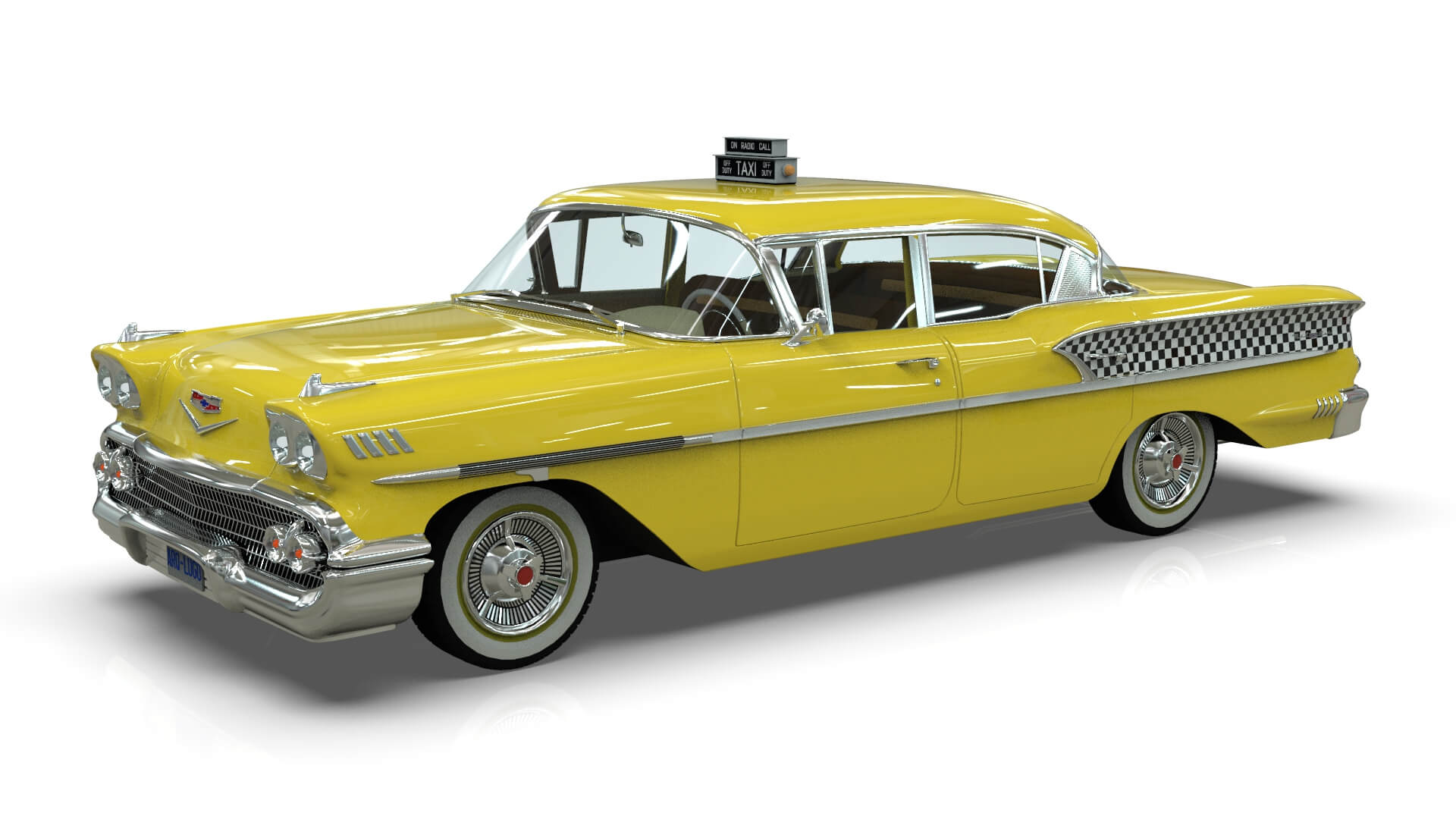 Chevrolet Belair Taxi Yellowcab 1958 - 3D Model by Arq_Lugo