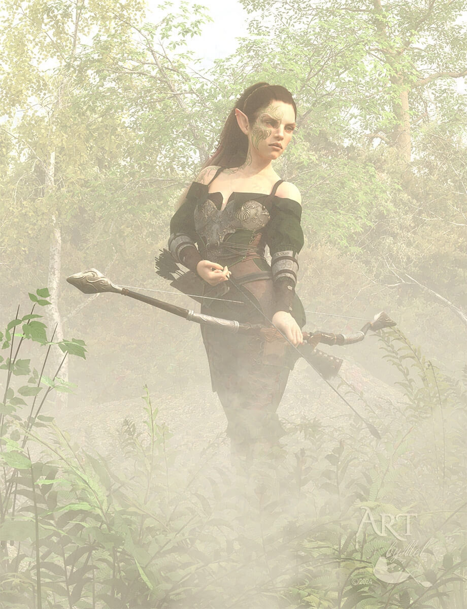 Elven Ranger 3D Render, Digital Art by ArtbyMel