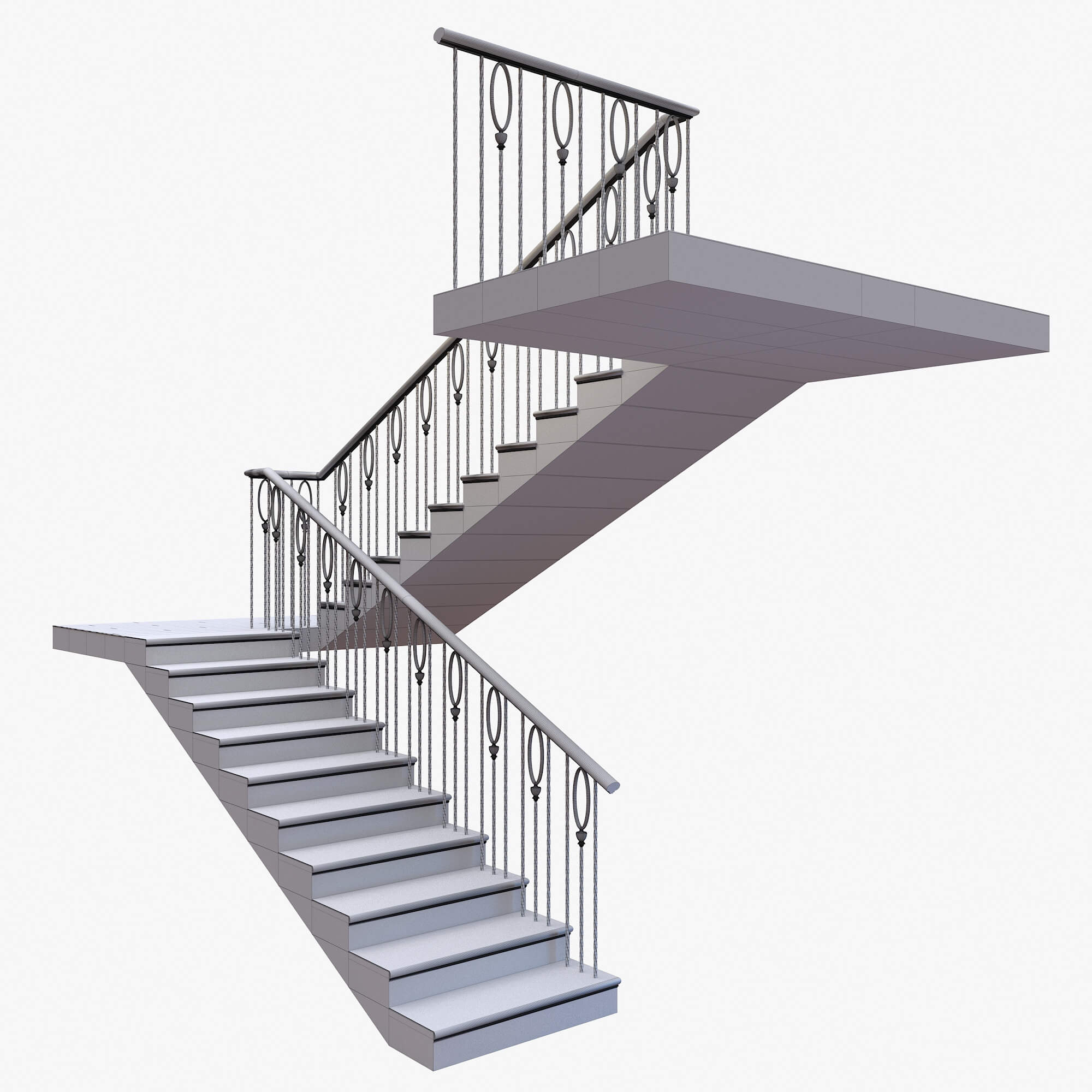 Stair Railing Render Staircase Metal Railing - 3D Model by Artdeco 3d
